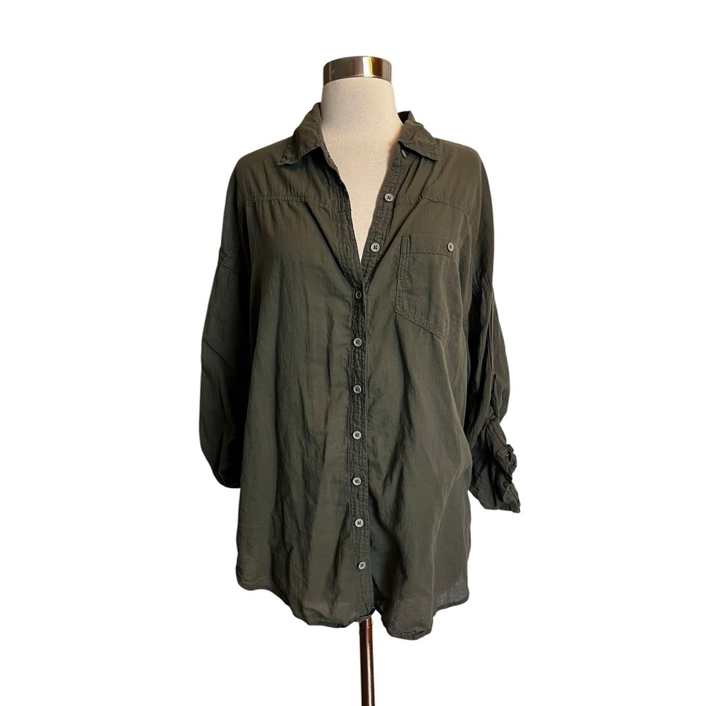 Pete & Greta by Johnny Was Shirt M Green Long Sleeve Tunic Top
